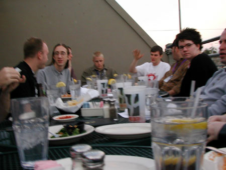 Dan, Nikolai, Matt, Chris, Rusty, Mike, Leia, and Brad on the roof of the Iron Cactus.